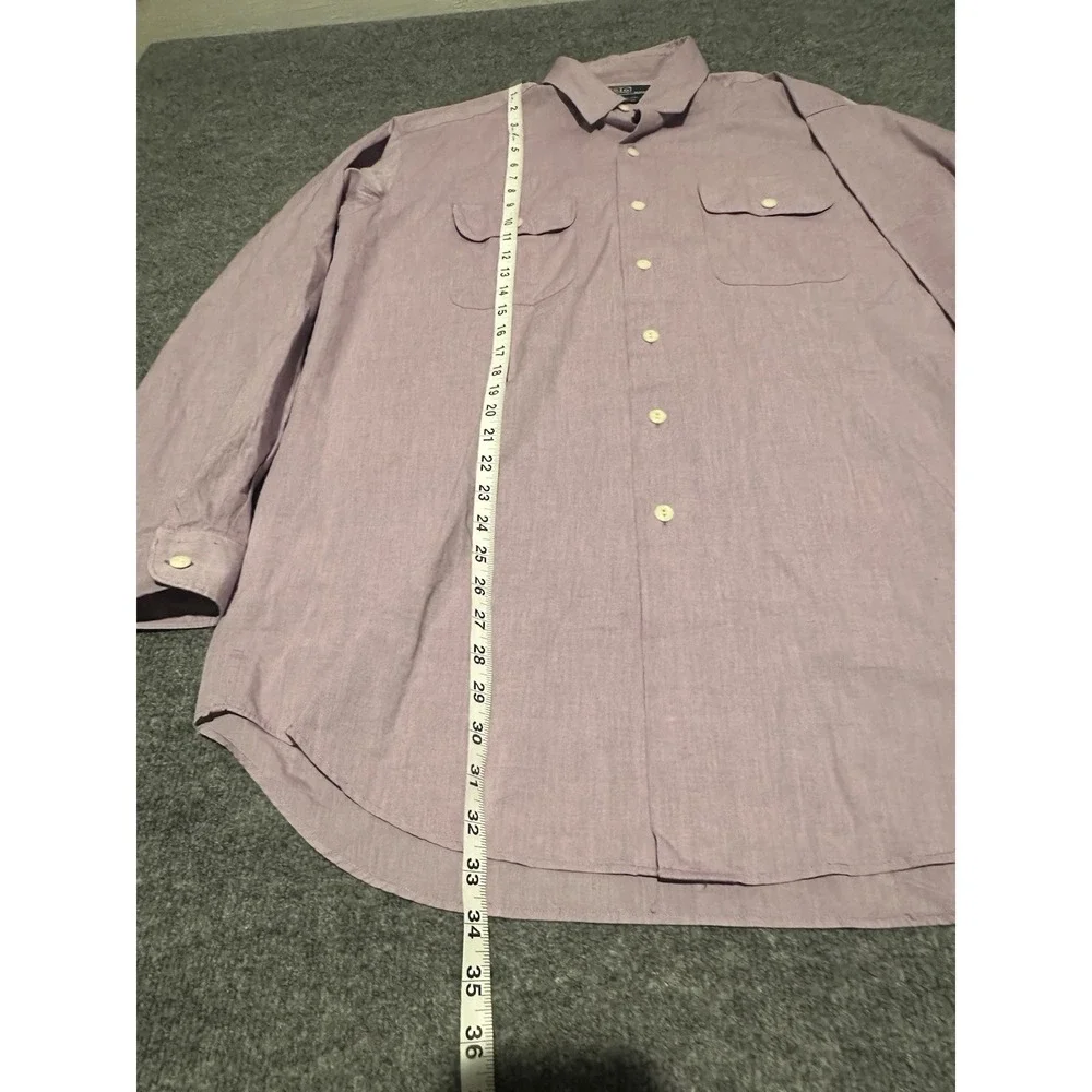 VTG Polo Ralph Lauren Men's L Purple Button Java Workshirt Cotton Fits Bigger